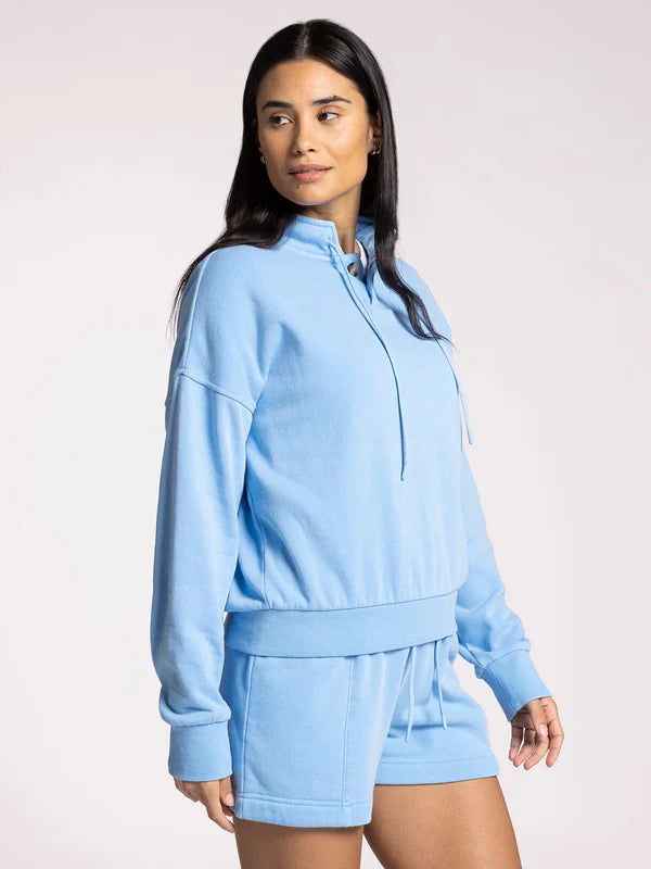 Coline Button Neck Sweatshirt Cerulean Blue