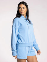 Coline Button Neck Sweatshirt Cerulean Blue