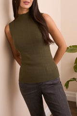 Textured Sleeveless Mock Neck Top Ivy