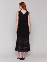 Crochet Sleeveless Maxi Dress Black