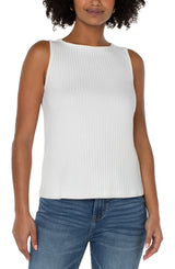 Sleeveless Boat Neck Rib Knit Top Snow