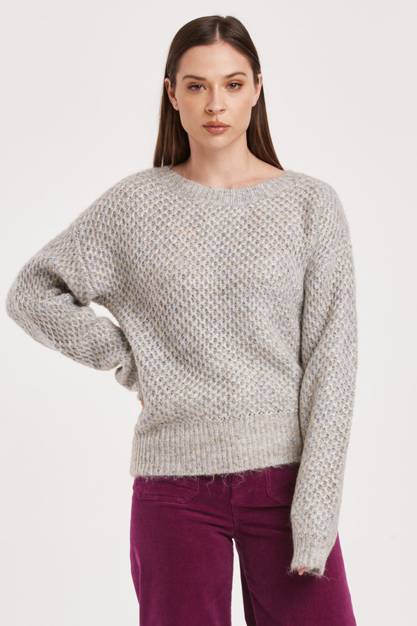 Anisa Crew Neck Knit Sweater Silver