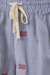 Stripe Flag Embroidered Shorts Navy White Stripe