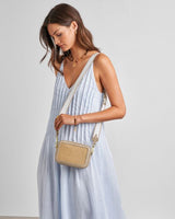 Avery Raffia Small Crossbody Bag Light Taupe