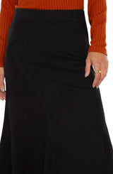 Pull On Seamed Denim Skirt Black Rinse