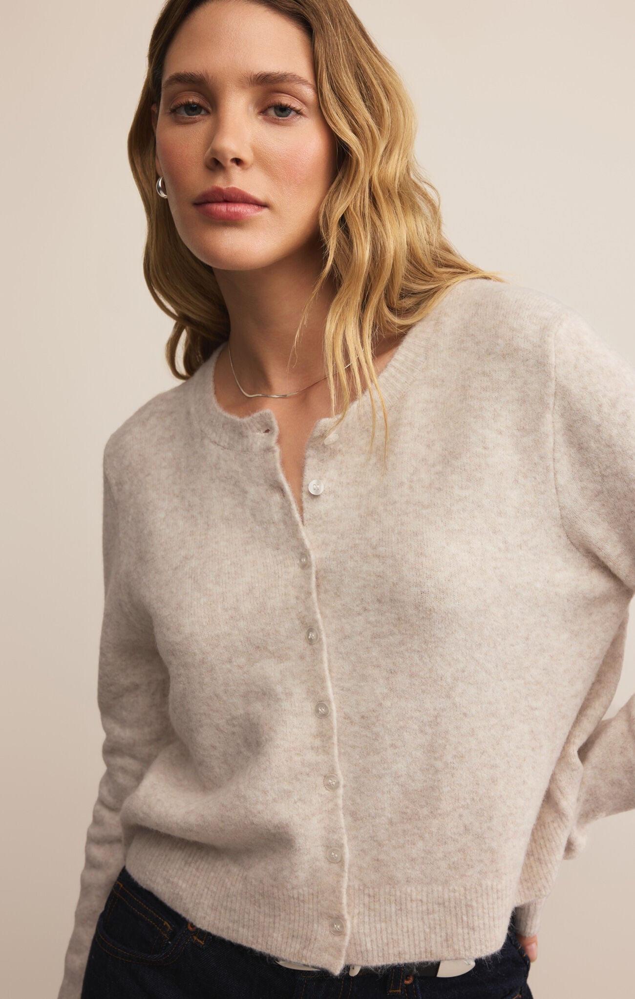 Medina Cozy Cardigan Light Oatmeal Heather