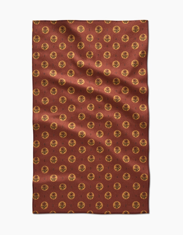 Geometry Tea Towel Artisanal Floral Orange