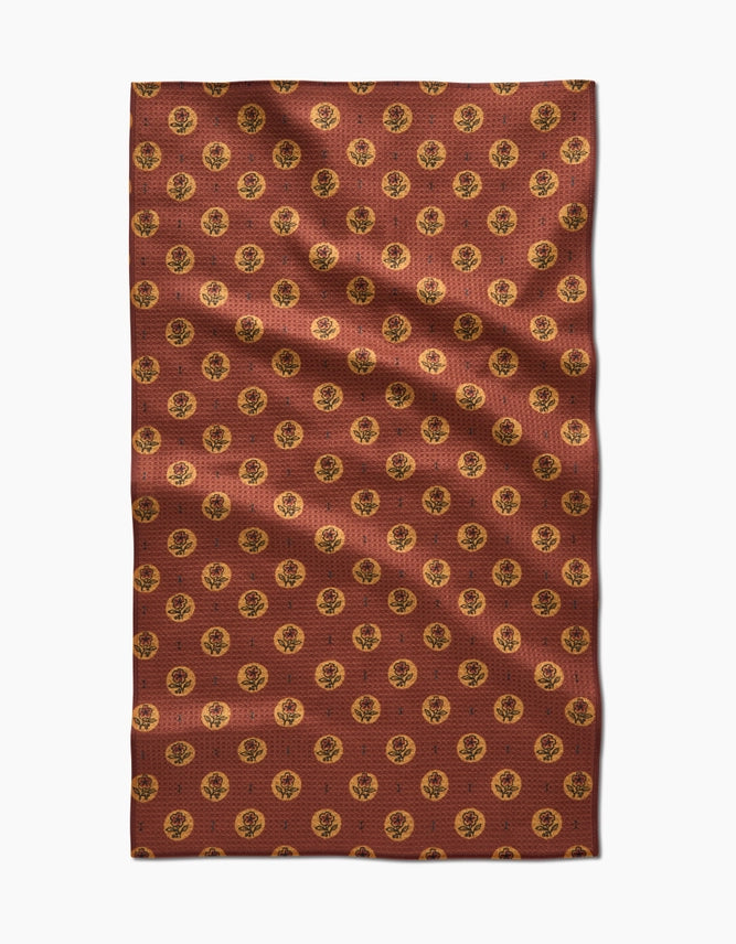 Geometry Tea Towel Artisanal Floral Orange