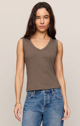 Ellie V Neck Tank Pebble Coast
