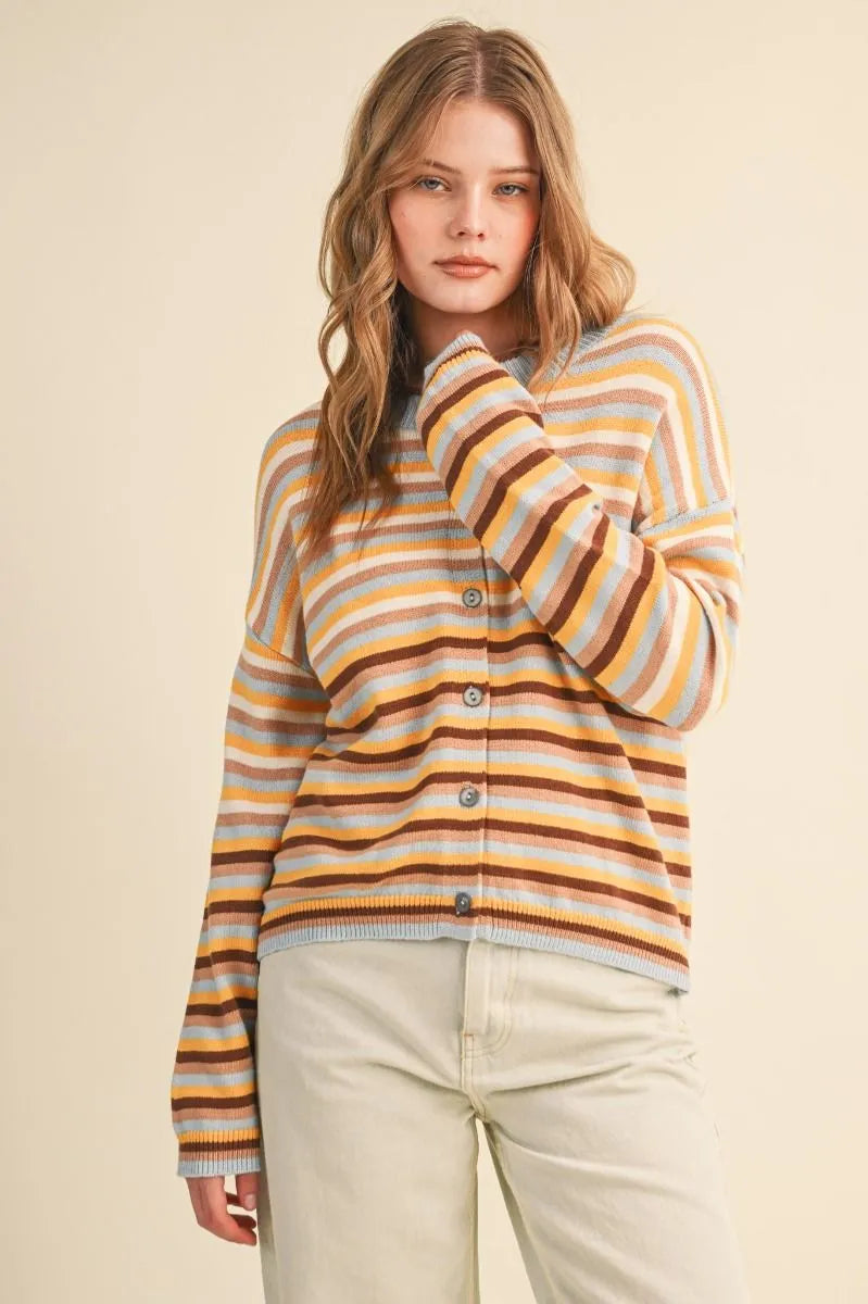 Stella Striped Cardigan Sky Taupe Multi