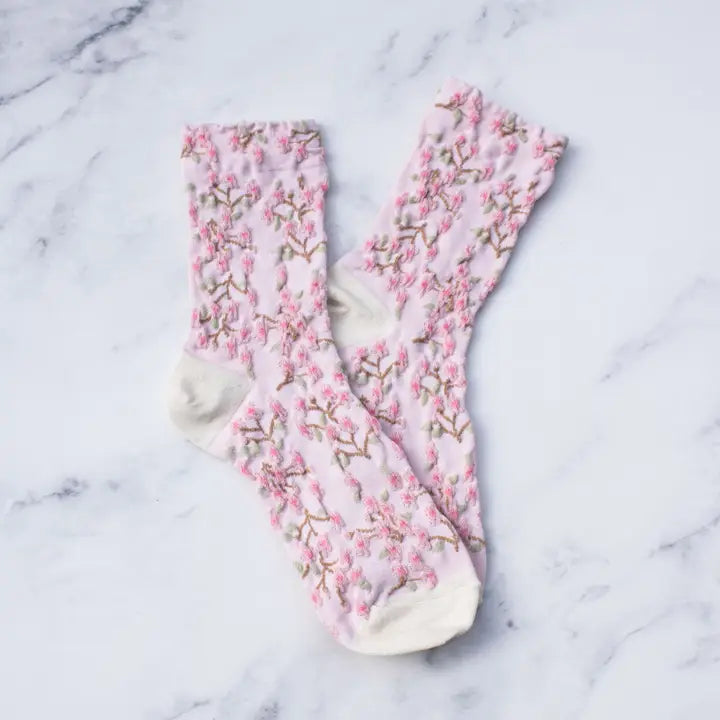 Spring Blossoms Socks Pink