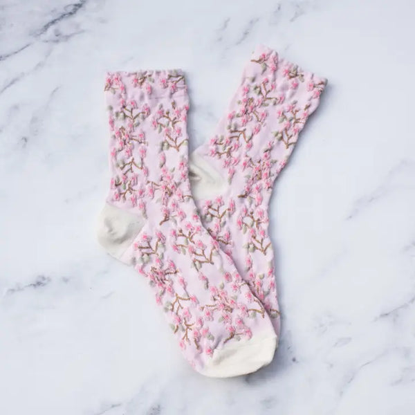 Spring Blossoms Socks Pink