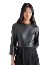 Knox Contrast Long Sleeve Midi Dress Black