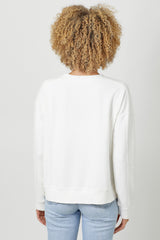 Fleece Terry Crew Neck Washed Sweatshirt Vintage White