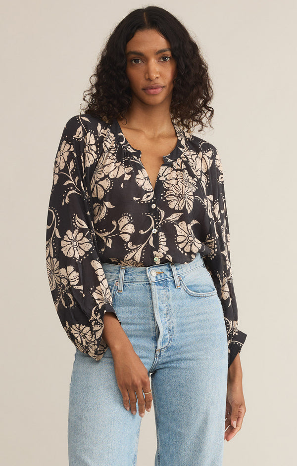 Wren Ari Floral Blouse Parchment