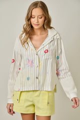 Thermal Panel Embroidery Hoodie Jacket Off White