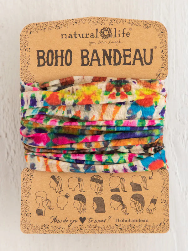 Full Boho Bandeau Fuchsia Marigold Tie Dye