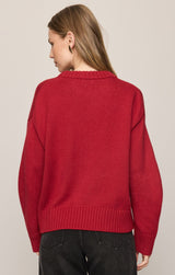 Cloud Spun Shaped Crew Sweater Red Dahlia