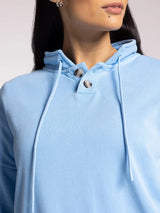 Coline Button Neck Sweatshirt Cerulean Blue
