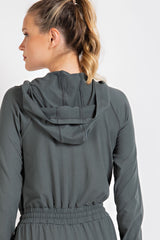 Butter 2 in 1 Long Sleeve Hoodie Romper Smoked Spruce