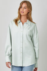 Oversized Button Up Shirt Light Blue Grey