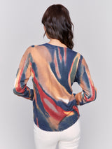 Printed Distressed Hem Rounded Sweater Spruce