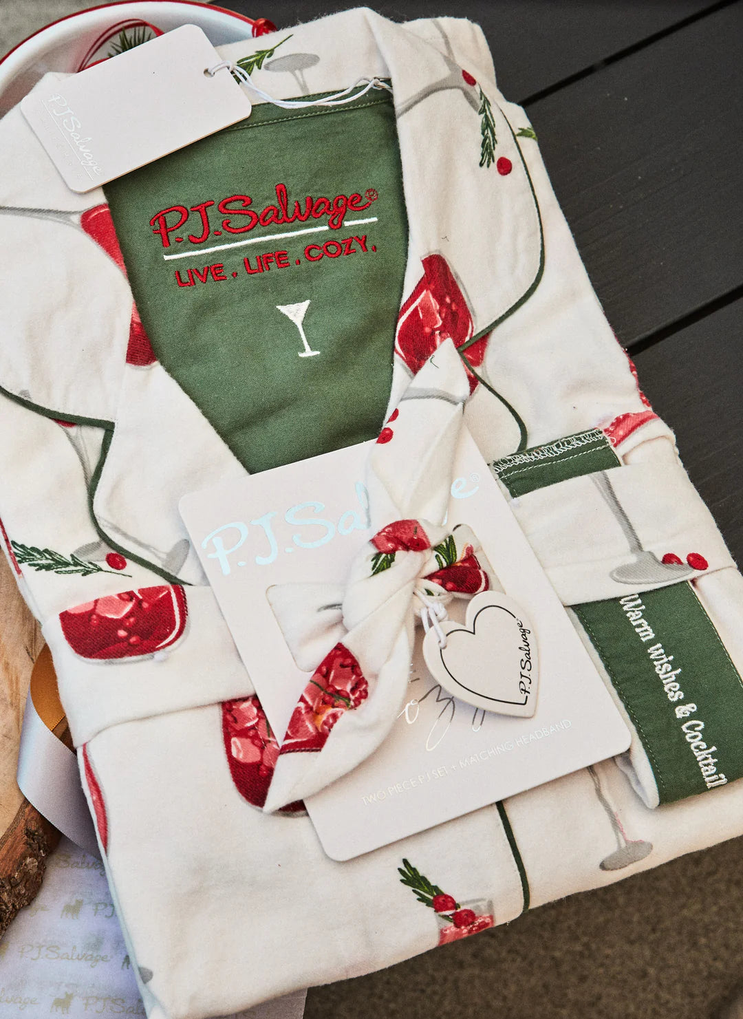Flannel PJ Set Warm Wishes + Cocktail Kisses