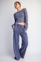 Billie French Terry Ribbed Set Navy