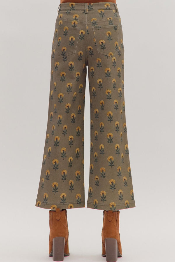 Golden Carnation Printed Pant Olive