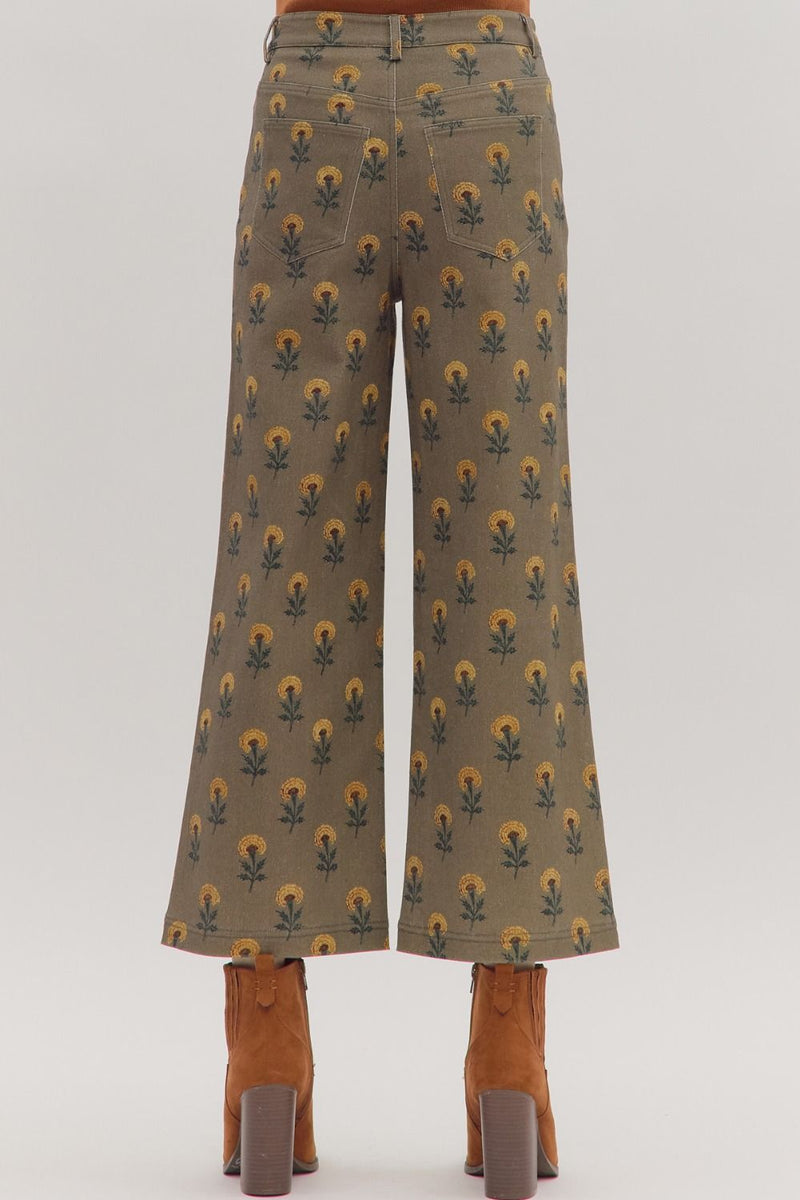 Golden Carnation Printed Pant Olive