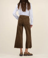 Meg Hi Rise Raw Hem Wide Leg Velvet Pants Brunette