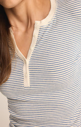 Scarlett Stripe Ribbed Henley Sea Salt