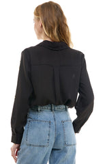 Studded Floral Button Down Shirt Black