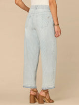 Skyrise Relaxed Barrel Leg Released Hem Jeans Powder Blue Artisanal
