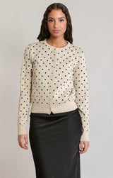 Polka Dot Button Up Cardigan Oatmeal