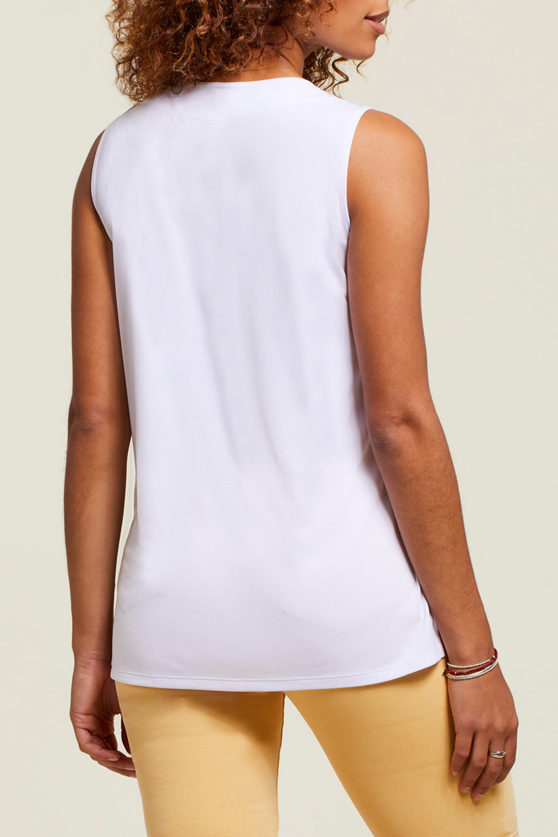 Pleated Sleeveless Modal Top White