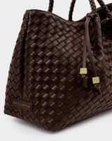 Nova Woven Small Shoulder Tote Chocolate