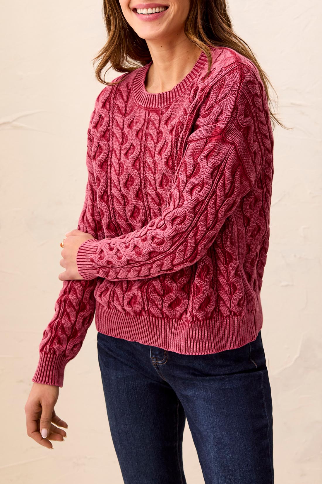 Special Wash Cable Detail Sweater Pinot