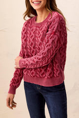 Special Wash Cable Detail Sweater Pinot