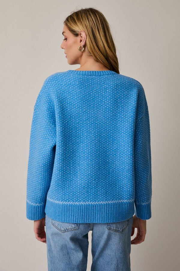 Cabin Holiday Sweater Blue-White