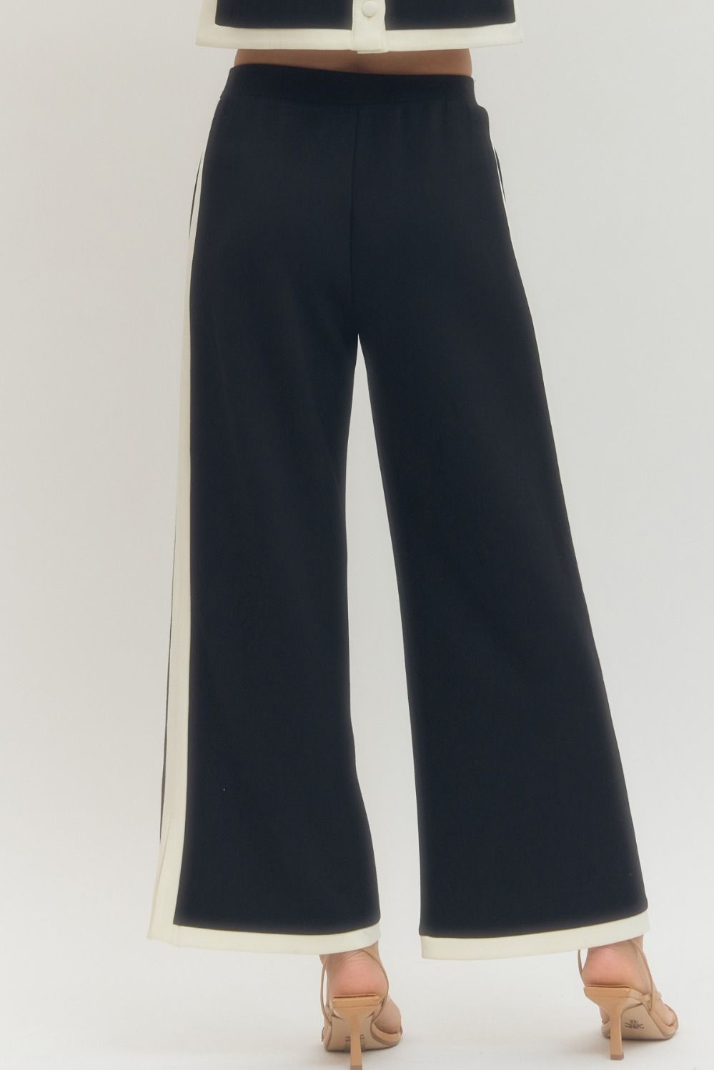 Side Stripe Pleat Pant Black