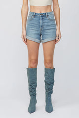 Finn Cuffed Stretch High Rise Shorts Medium