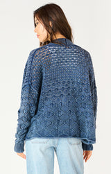 Relaxed Fit Mix Knit Cardigan Washed Indigo
