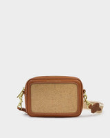 Avery Raffia Small Crossbody Bag Cognac
