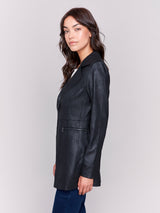 Vintage Texture Sueded Long Jacket Black