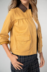Leather Collared Swing Jacket Gold Rush