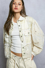 Floral Embroidered Lace Patchwork Jacket Natural Multi