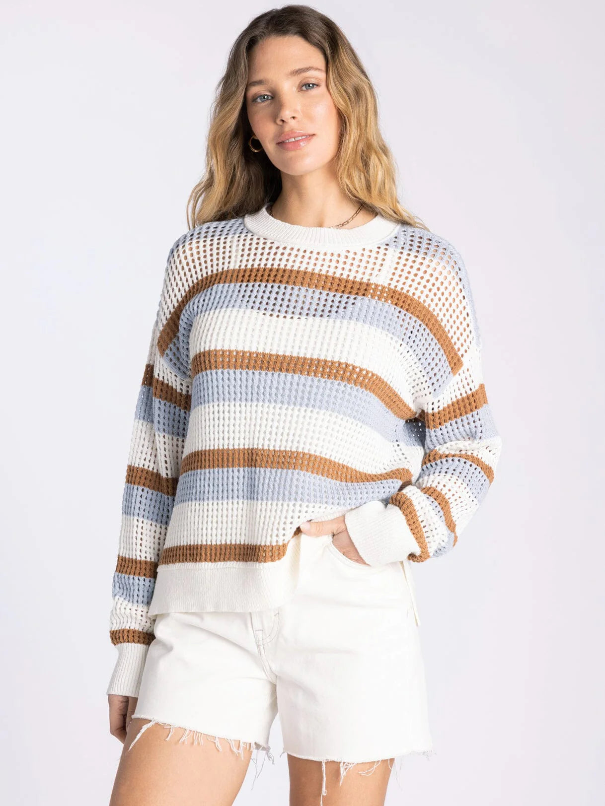 Calla Lily Sweater Blue Rust Combo