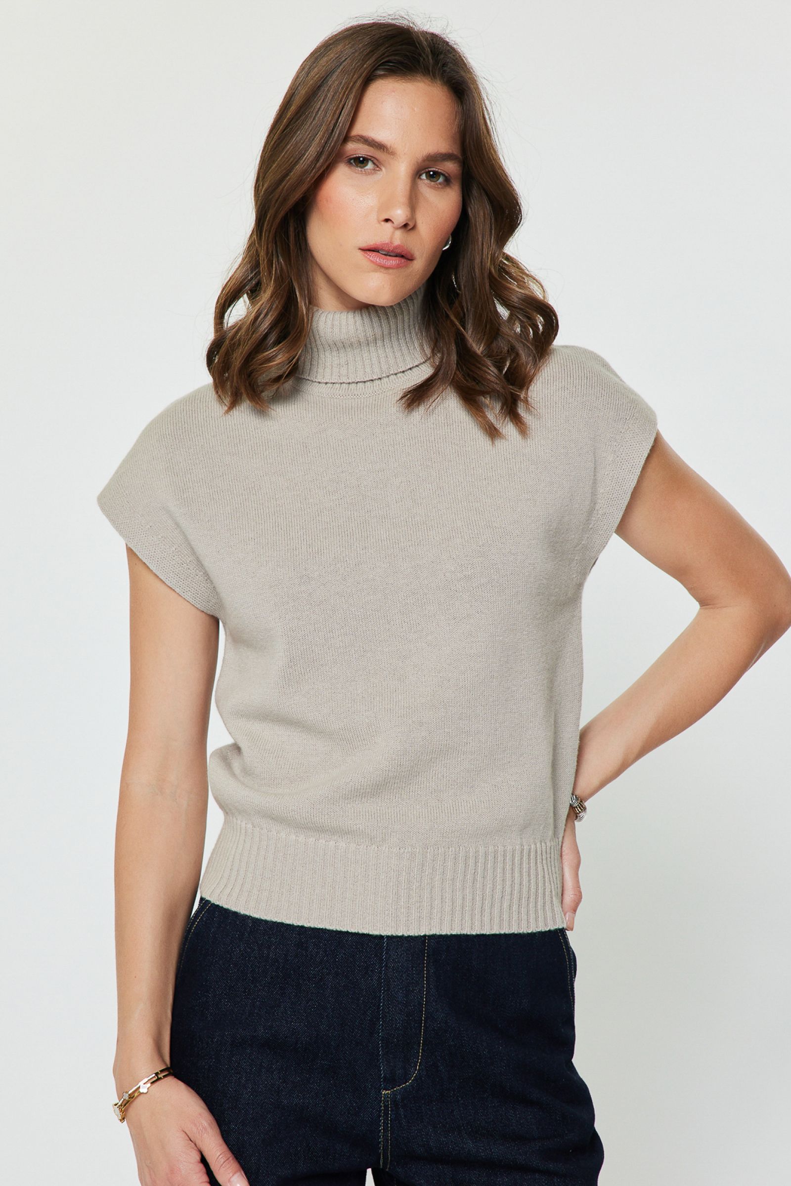 Wool Soft Knit Sweater Top Fog