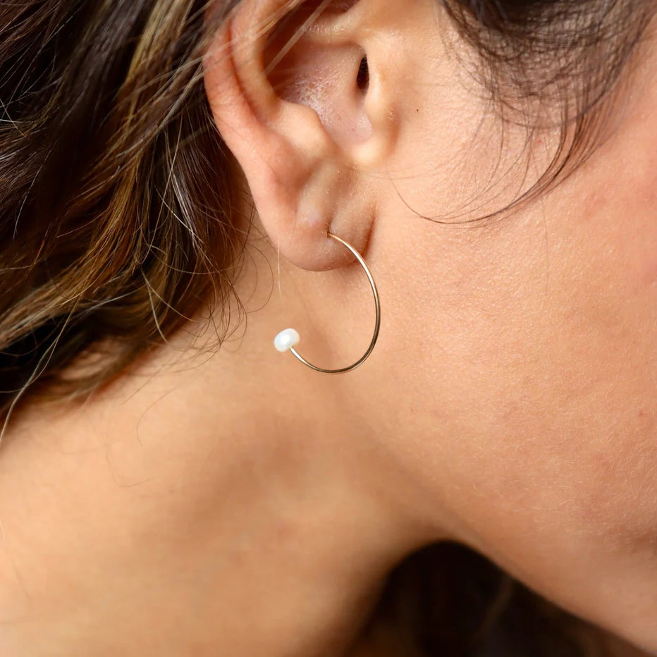 Balanced Pearl Hoop Statement Earrings